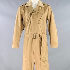 RALPH LAUREN  L Garment Experimental Khaki Cotton Belted Military Jumpsuit
